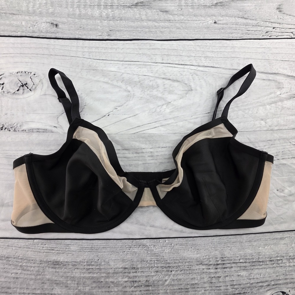 Victoria's Secret Unlined Demi Bra Black Beige Underwire Cups Size 34DDD